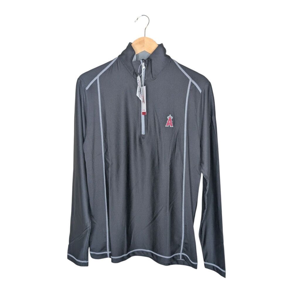 NWT Antigua MLB Los Angeles Angels Pull Over Quarter Zip Mens Small Black Jacket